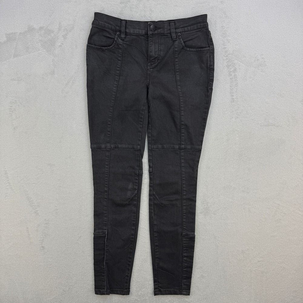 Free People Jeans Womens 26‎ Black Moto Stitch Skinny Denim Charcoal
